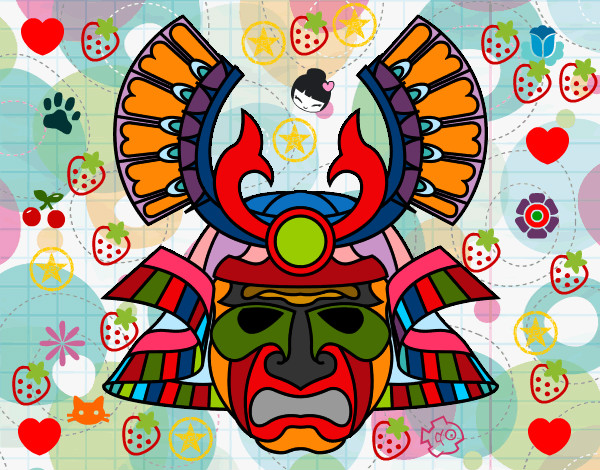 Desenho Máscara  chinesa pintado por jula