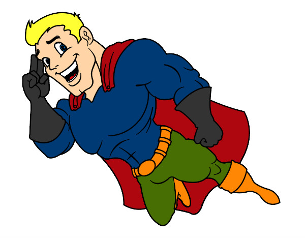 Desenho Superherói voando pintado por elizeu
