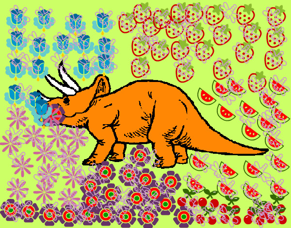 Desenho Triceratops pintado por JuliaAlbuq