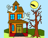 Desenho Casa do terror pintado por nanana