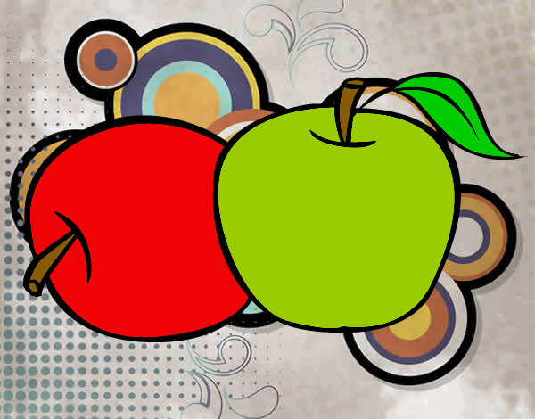 Desenho Dois maçãs pintado por fazo