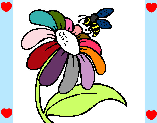 Desenho Margarida com abelha pintado por alicelima
