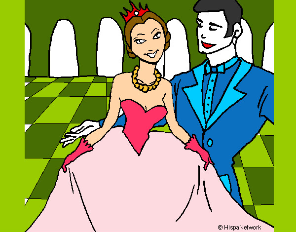 Desenho Princesa e príncipe no baile pintado por Lucinete