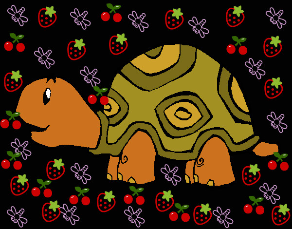 Desenho Tartaruga contente pintado por vividora