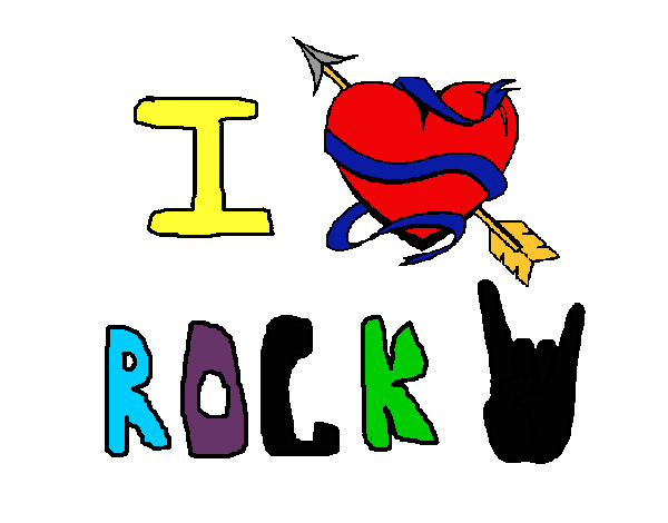 Desenho I love rock pintado por muii