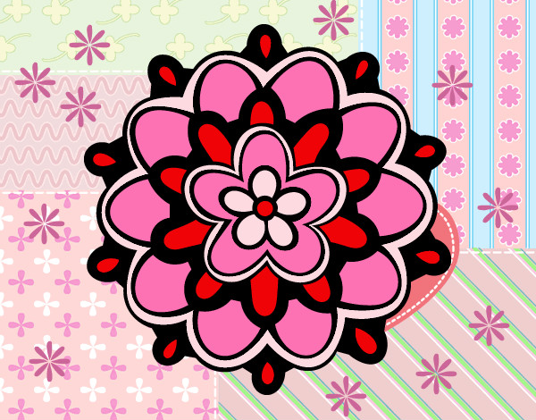 Desenho Mandala com uma flor pintado por masd
