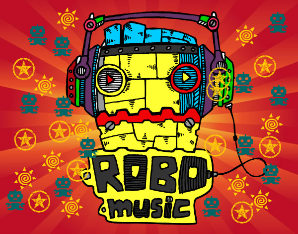 Desenho Robô music pintado por yochanan