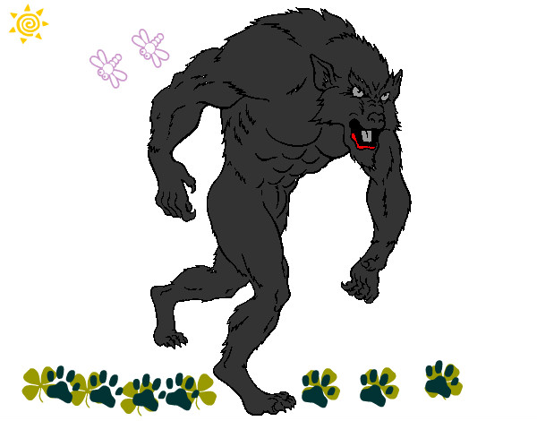 Desenho Homem lobo pintado por guispoldar