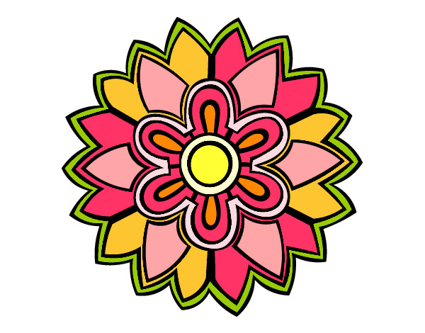 Desenho Mandala em forma flor weiss pintado por Leonora