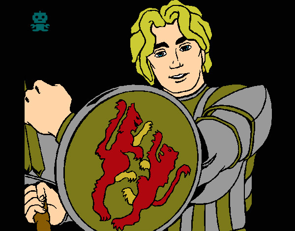Desenho Cavaleiro com escudo de leão pintado por Poseidon