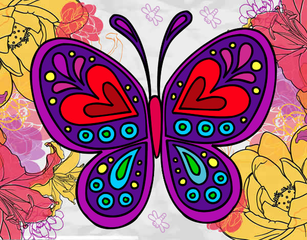 Desenho Mandala borboleta pintado por Kamyllynha