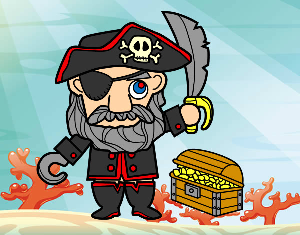 Desenho Pirata com tesouro pintado por jhonatan9