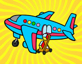 Desenho Avião levando bagagem pintado por Jaciara