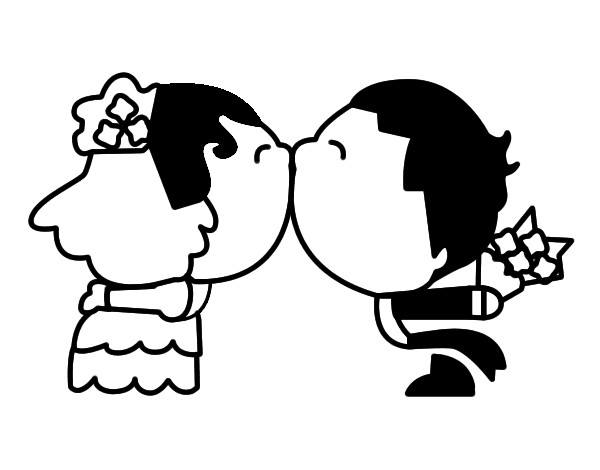 Desenho Beijo da recém casado pintado por Cass