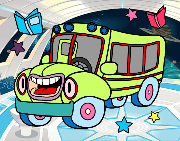 Desenho Ônibus animado pintado por Jaciara