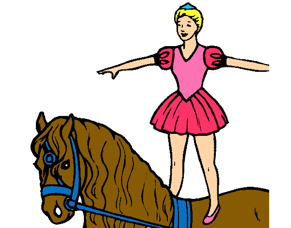 Desenho Trapezista em cima do cavalo pintado por Jaciara