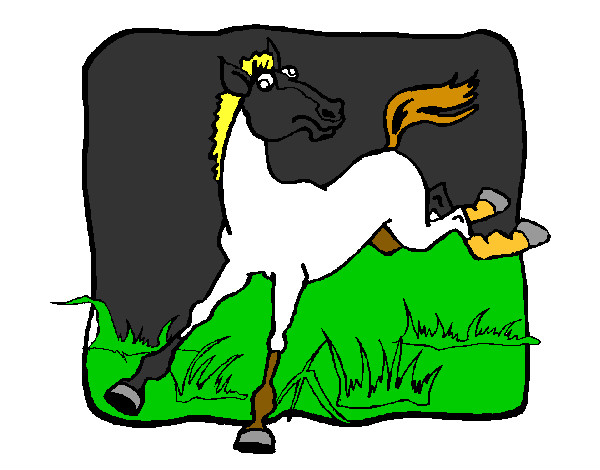 Desenho Cavalo a dar um coice pintado por tukuruvi