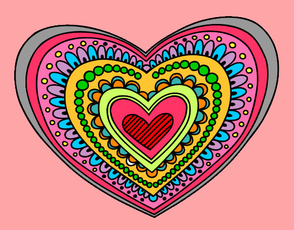 Desenho Mandala coração pintado por carolsanto