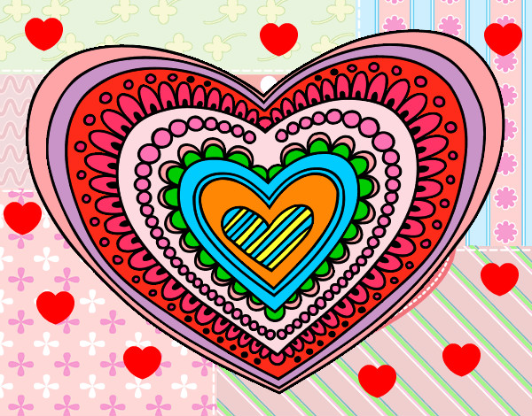 Desenho Mandala coração pintado por marilissa