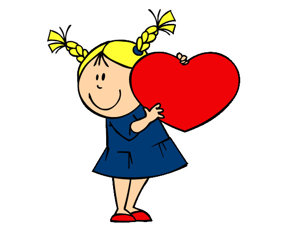 Desenho Menina com coração pintado por fatimafons