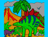 Desenho Família de Tuojiangossauros pintado por KCGH