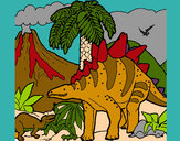 Desenho Família de Tuojiangossauros pintado por ngfngvb