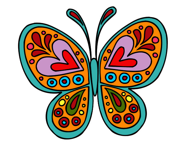 Desenho Mandala borboleta pintado por pretinha