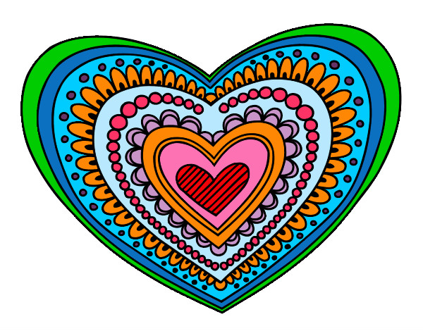 Desenho Mandala coração pintado por carolsanto