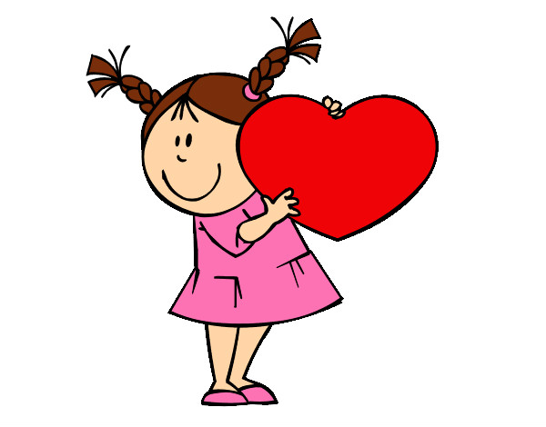 Desenho Menina com coração pintado por nand