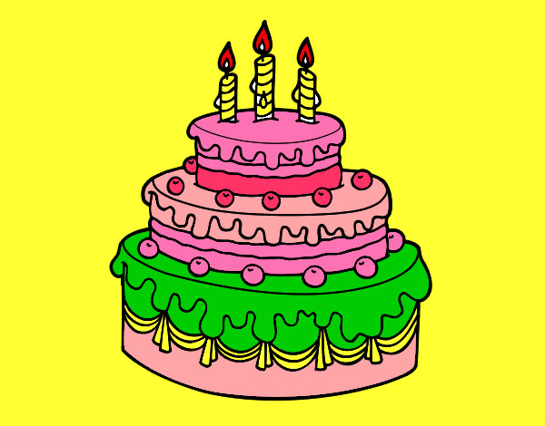 Desenho Torta de Aniversário pintado por melo