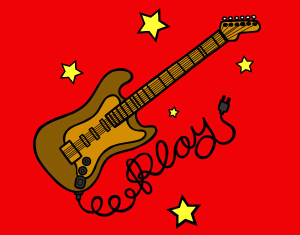 Desenho Guitarra e estrelas pintado por jorgao