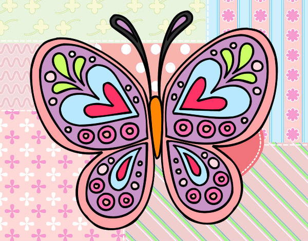 Desenho Mandala borboleta pintado por annn
