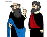 Desenho Sócrates e Platão pintado por EulinaLima