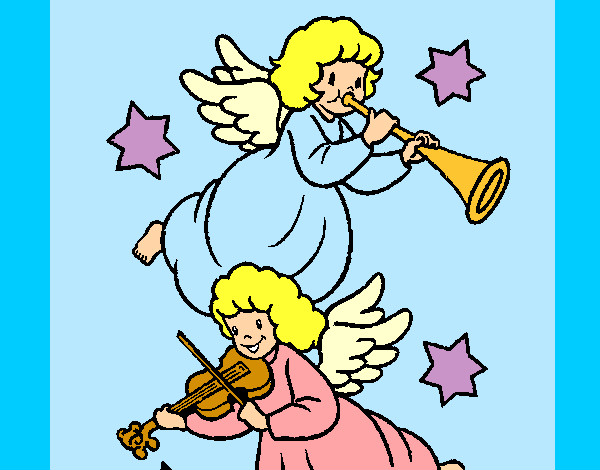 Desenho Anjos musicais pintado por culerbox