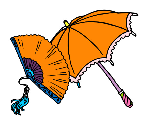 Desenho Leque e guarda-chuva pintado por Dudanunes