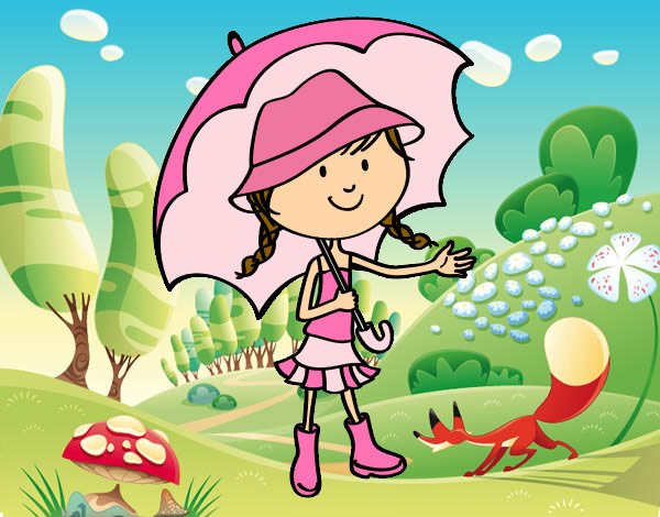 Desenho Menina com guarda-chuva pintado por nand