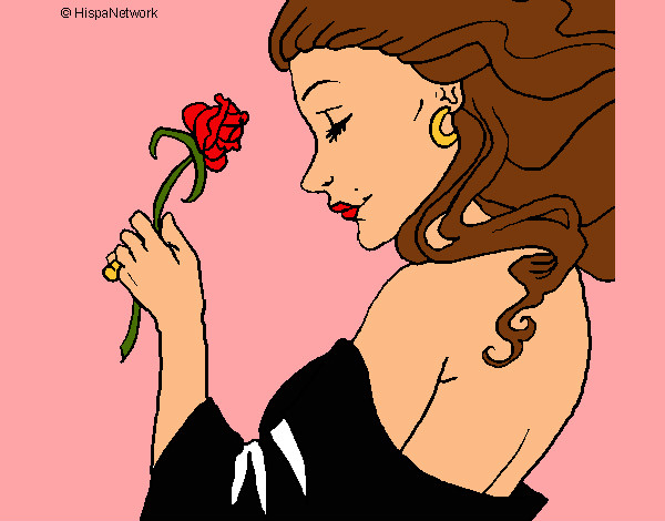 Desenho Princesa com uma rosa pintado por camilam