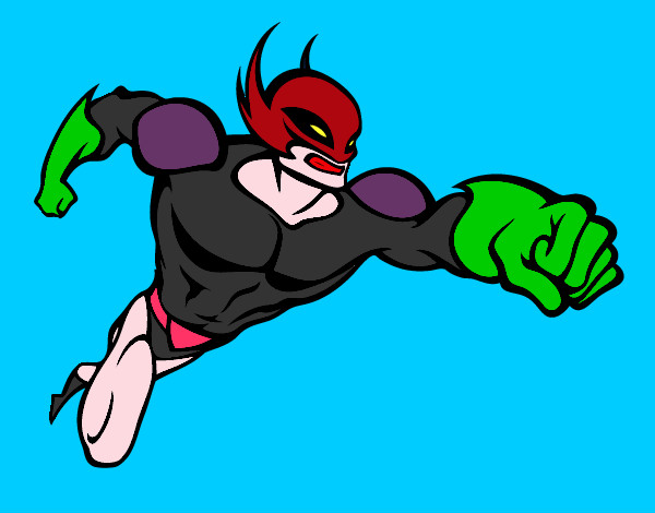 Desenho Super-herói sem uma capa pintado por vhanna