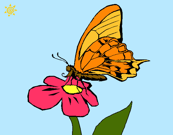 Desenho Borboleta em flor pintado por ThiagoTG