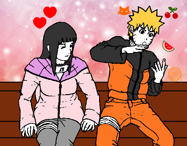 Desenho Hinata e Naruto pintado por marcelotg