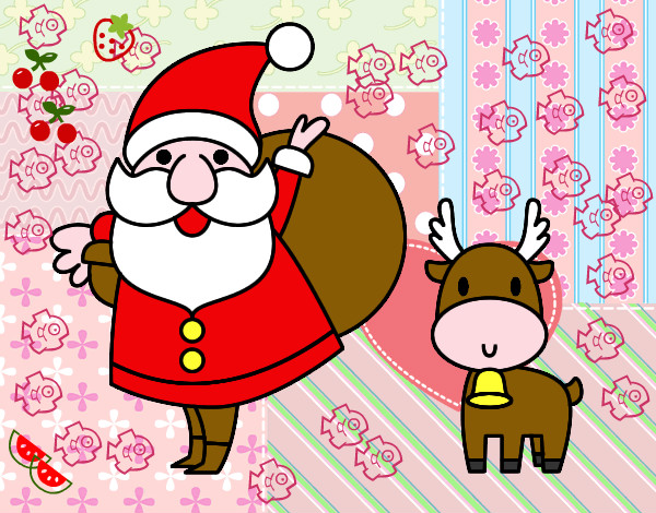Papai Noel e um rena