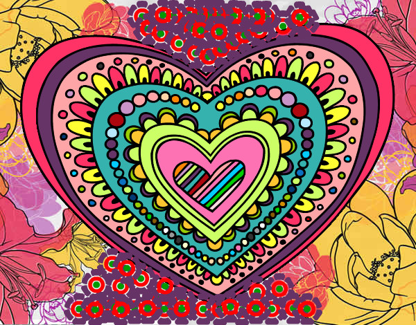 Desenho Mandala coração pintado por cianinha