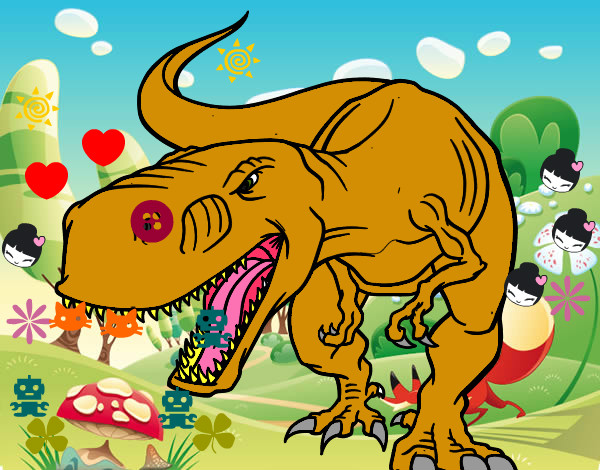 Desenho Tiranossaurus Rex aborrecido pintado por gabizola