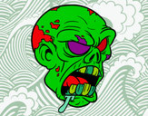 Desenho Cabeça de zombie pintado por clebertrip