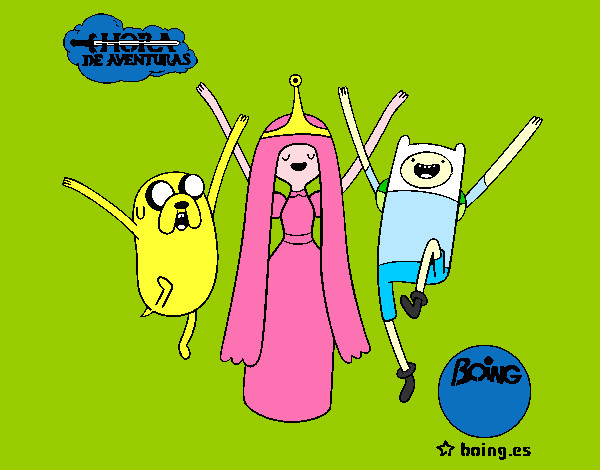 Desenho Jake, Princesa Bubblegum e Finn pintado por juul