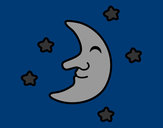 Desenho Lua com estrelas pintado por Tati22