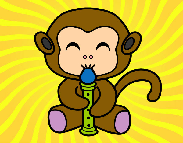 Desenho Macaco flautista pintado por gabizola