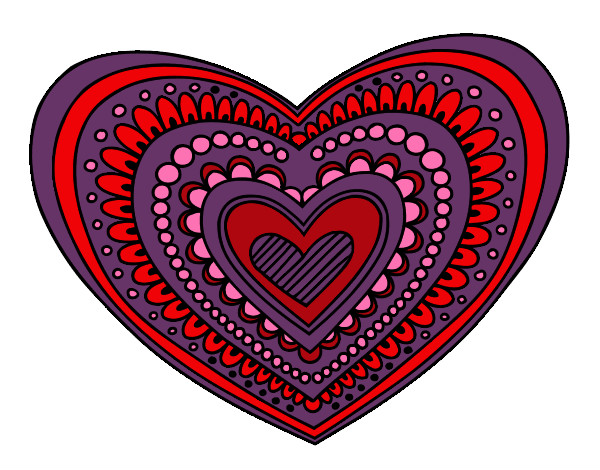Desenho Mandala coração pintado por LICASN