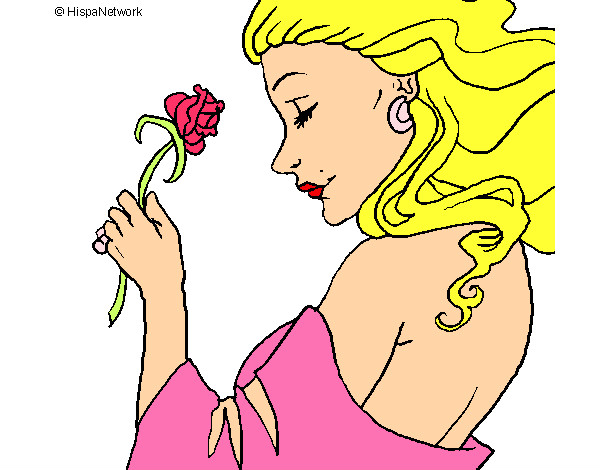 Desenho Princesa com uma rosa pintado por kati