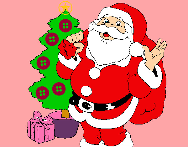 Desenho Santa Claus e uma árvore de natal pintado por gloriaa